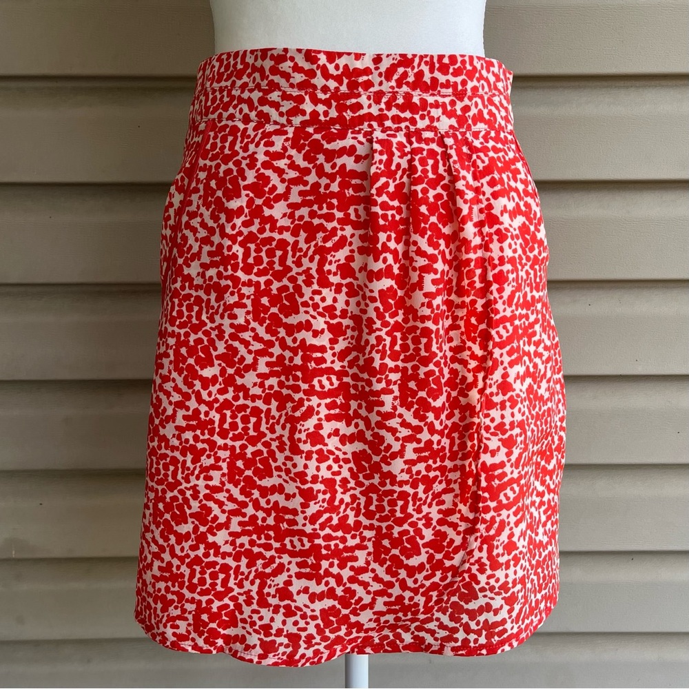 •Annabella• Orange/White Spotted Faux Wrap Skirt - Size Medium